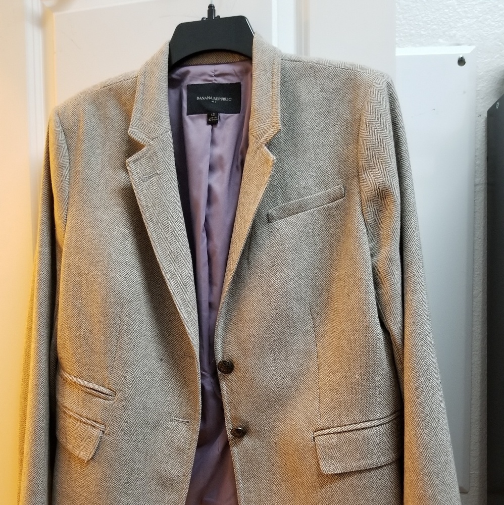 Banana Republic brown tweed and wool blazer